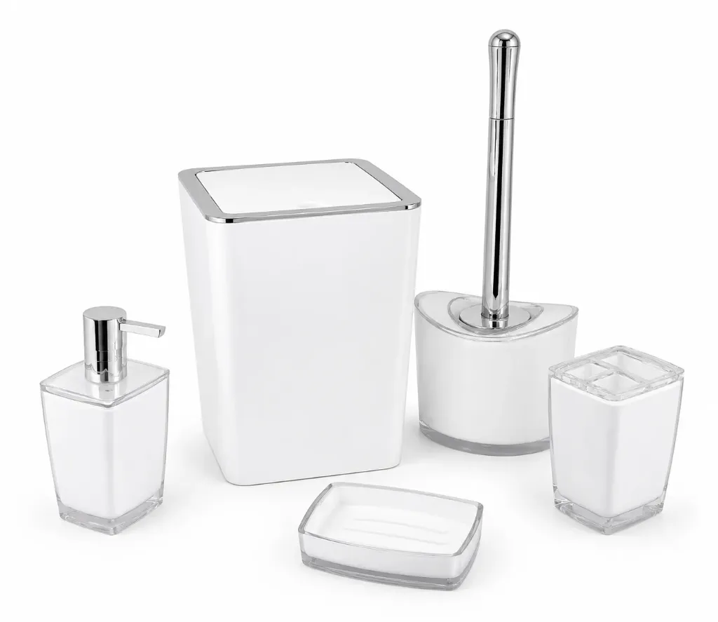 [HA311A ابيض] طقم حمام 5 قطع من البلاستيك  (White)