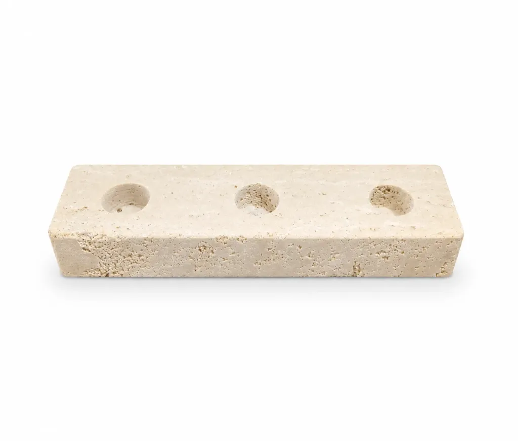 [109-31 jj] Travertine Candle Holder 109-31