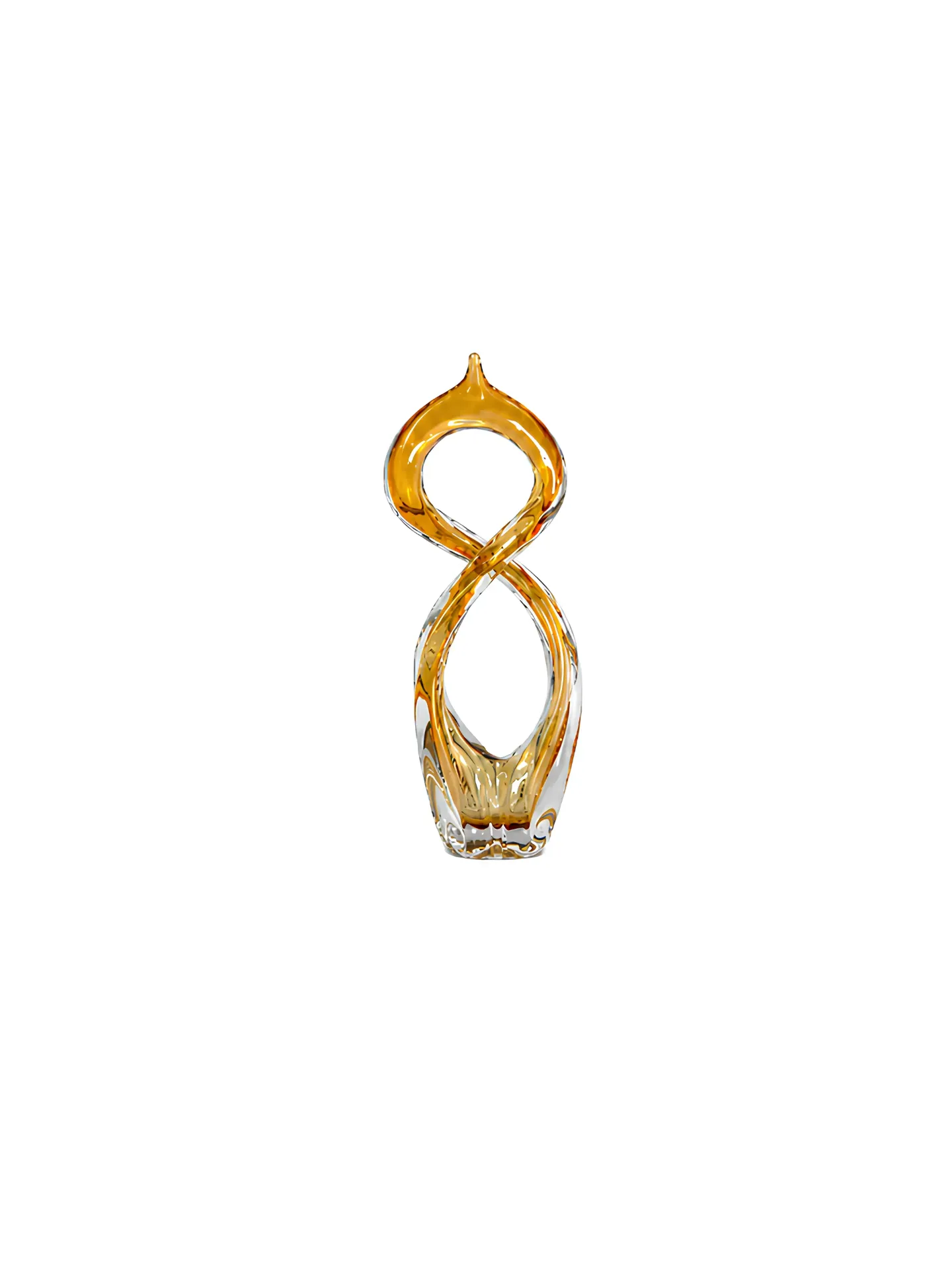 [23-1021 DECOR] Honey colored twisted glass decor