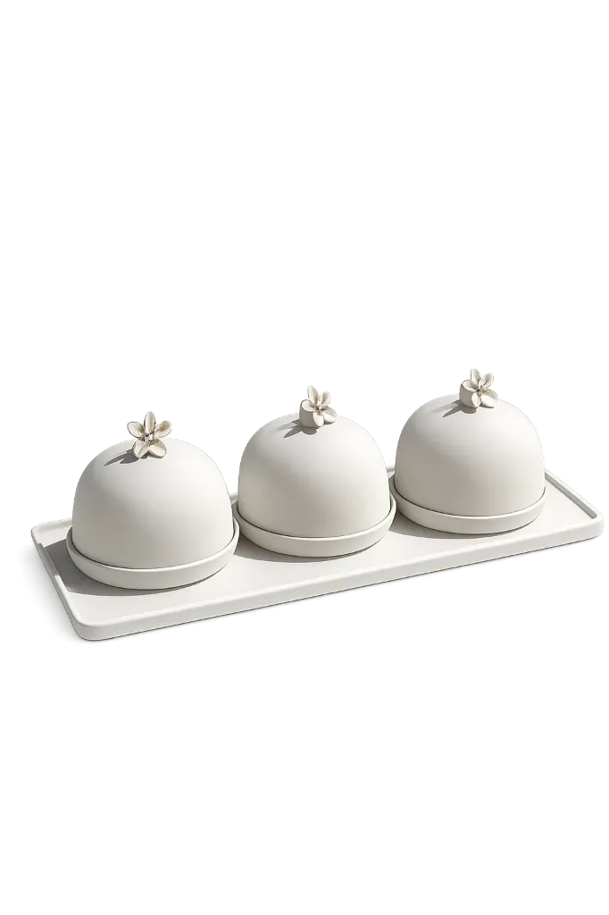 [RYST2510009G05] ثلاث مضائف من السيراميك (White)