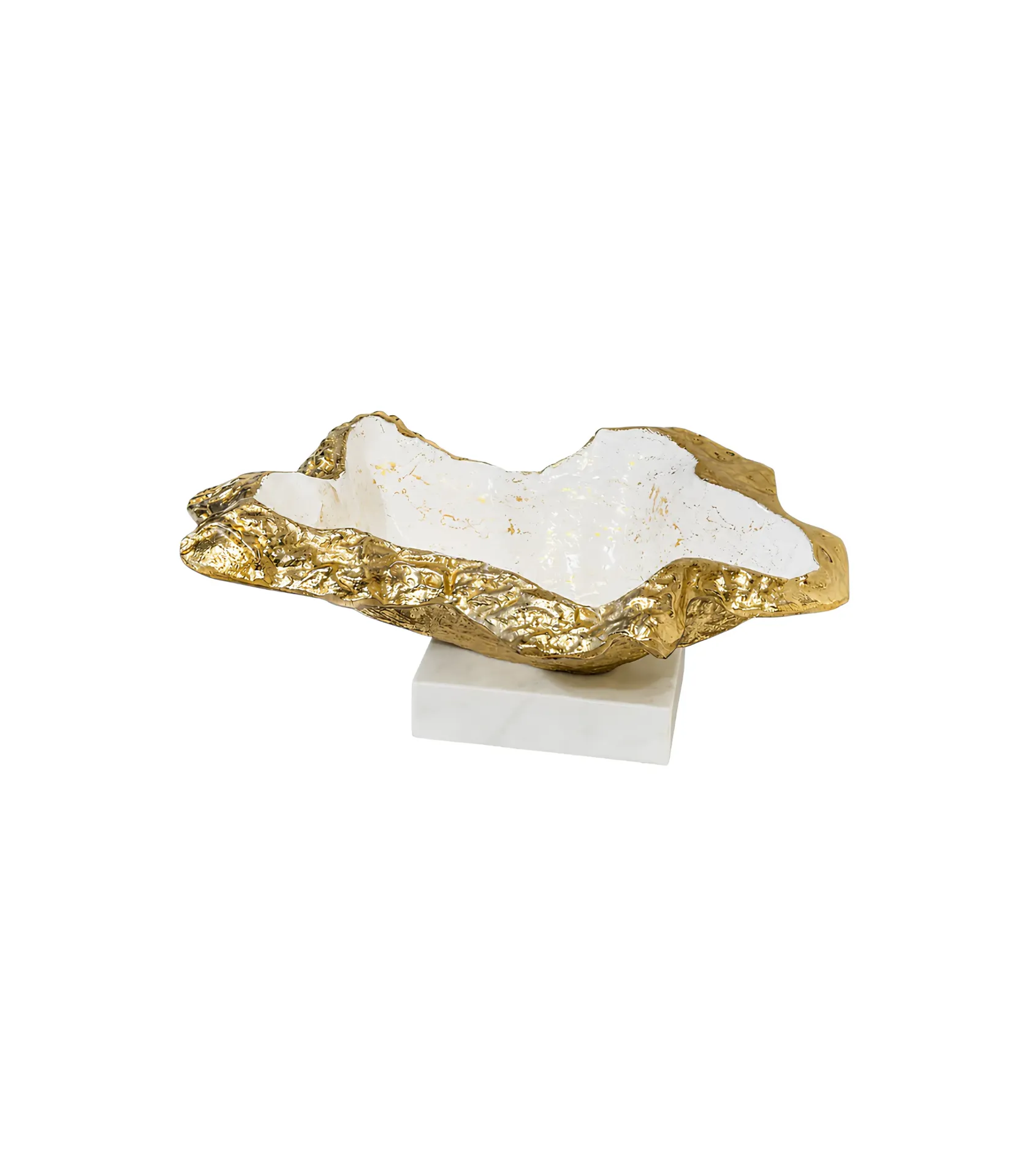 [9G-01796  ديكور وعاء معدني بقاعدة رخام حجم صغير] ديكور وعاء بقاعدة رخامية (Small)