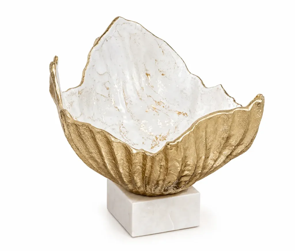 [9G-02327 وعاء معدني بقاعدة رخام] Marble Base Decorative Bowl