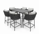Aluminum Stool Table with 6 Dark Gray Foam Chairs