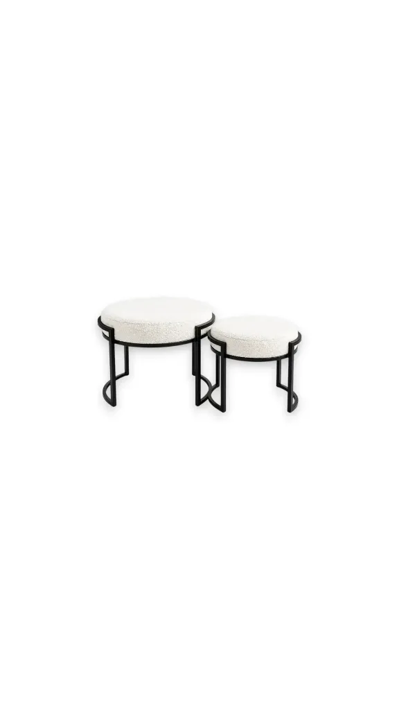 Upholstered Stool with Metal Base