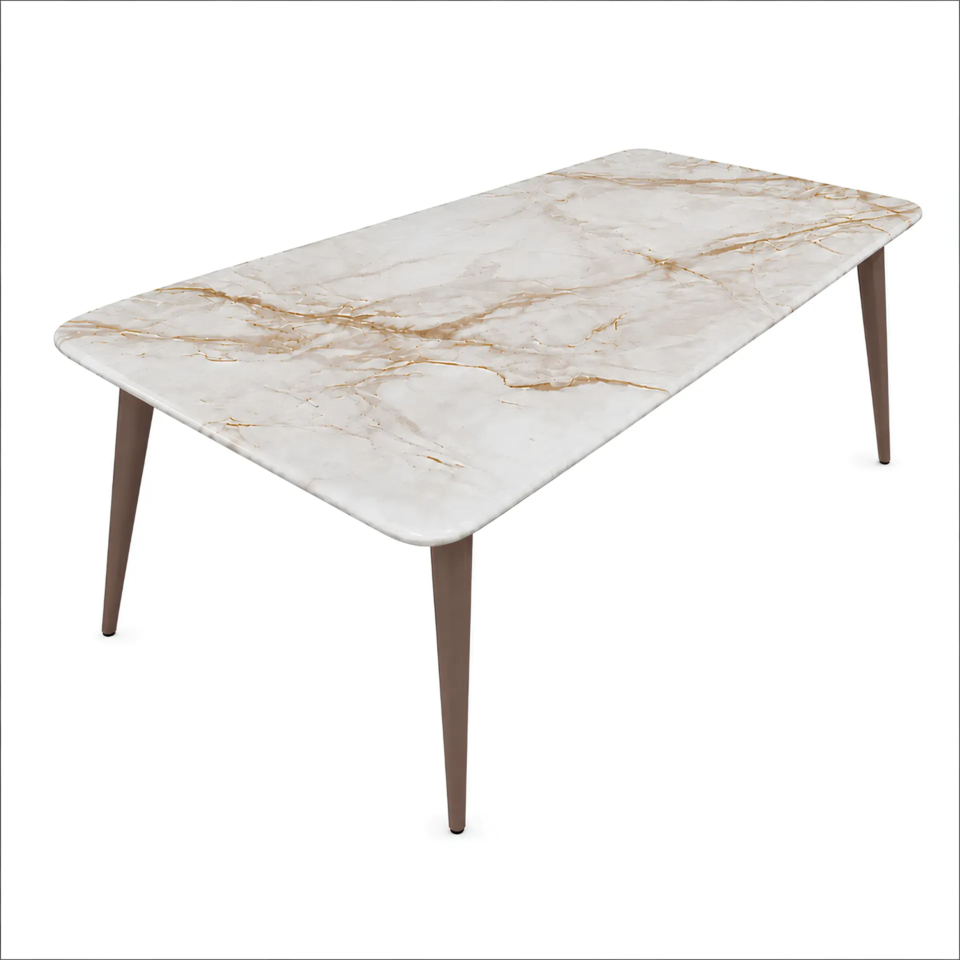 [روز جولد] [روز جولد] Marble dining table (80*140 CM, White &  Beige) (80*140 CM)