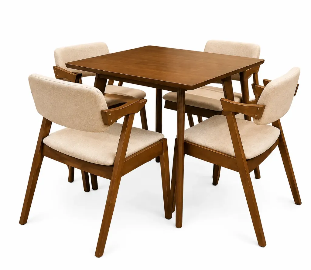 [طاولة مربع مع 4 كراسي جاسبر بيج] طاولة مربع مع 4 كراسي جاسبر (Beige)