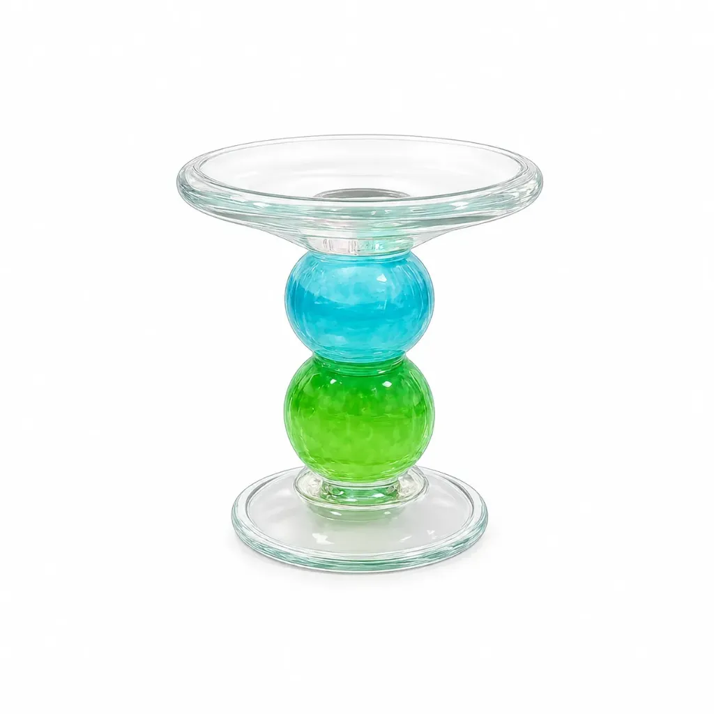 [SI22] شمعدان زجاج ملون  (Small, Blue & Green)