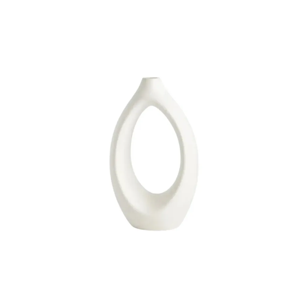 [HY] فازات ورد سيراميك مفتوح من النص (White, Large)