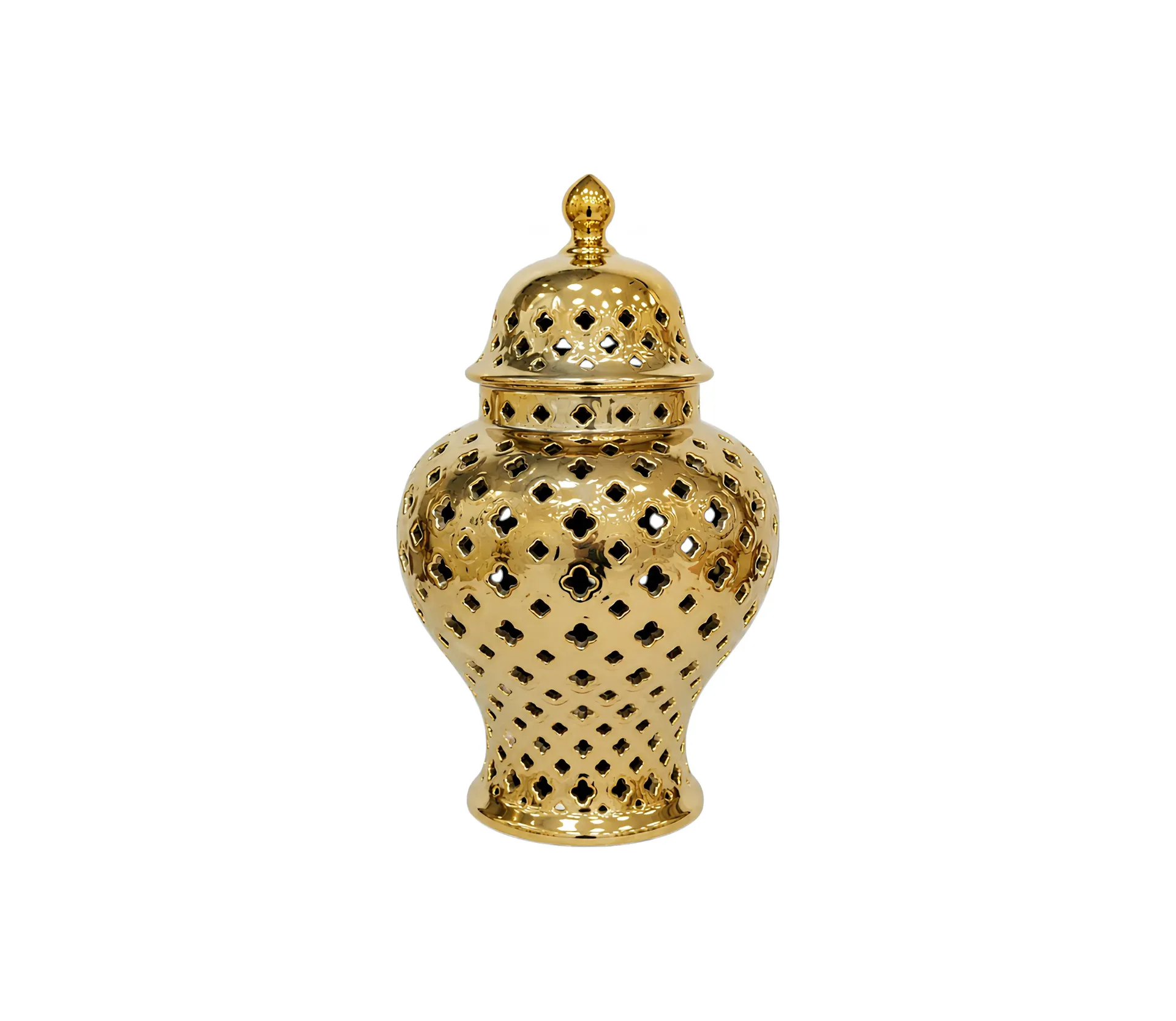 [HT2026] فازة سيراميك مخرم  (Gold, Small)