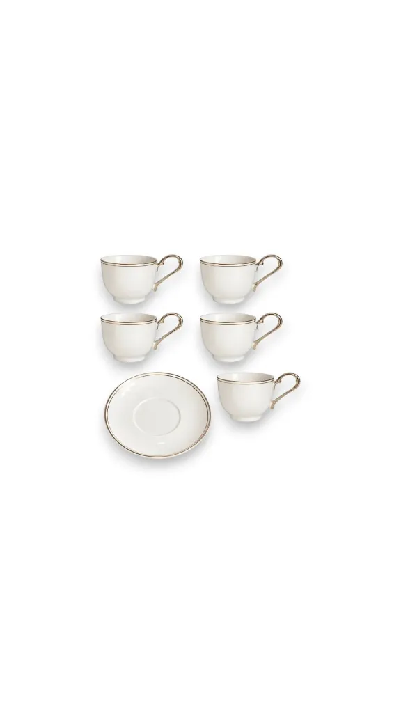 [M.S316075 DURABLE PORCELAIN] طقم فناجين قهوة ديلوكس مذهب
