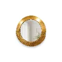 Golden circular metal mirror
