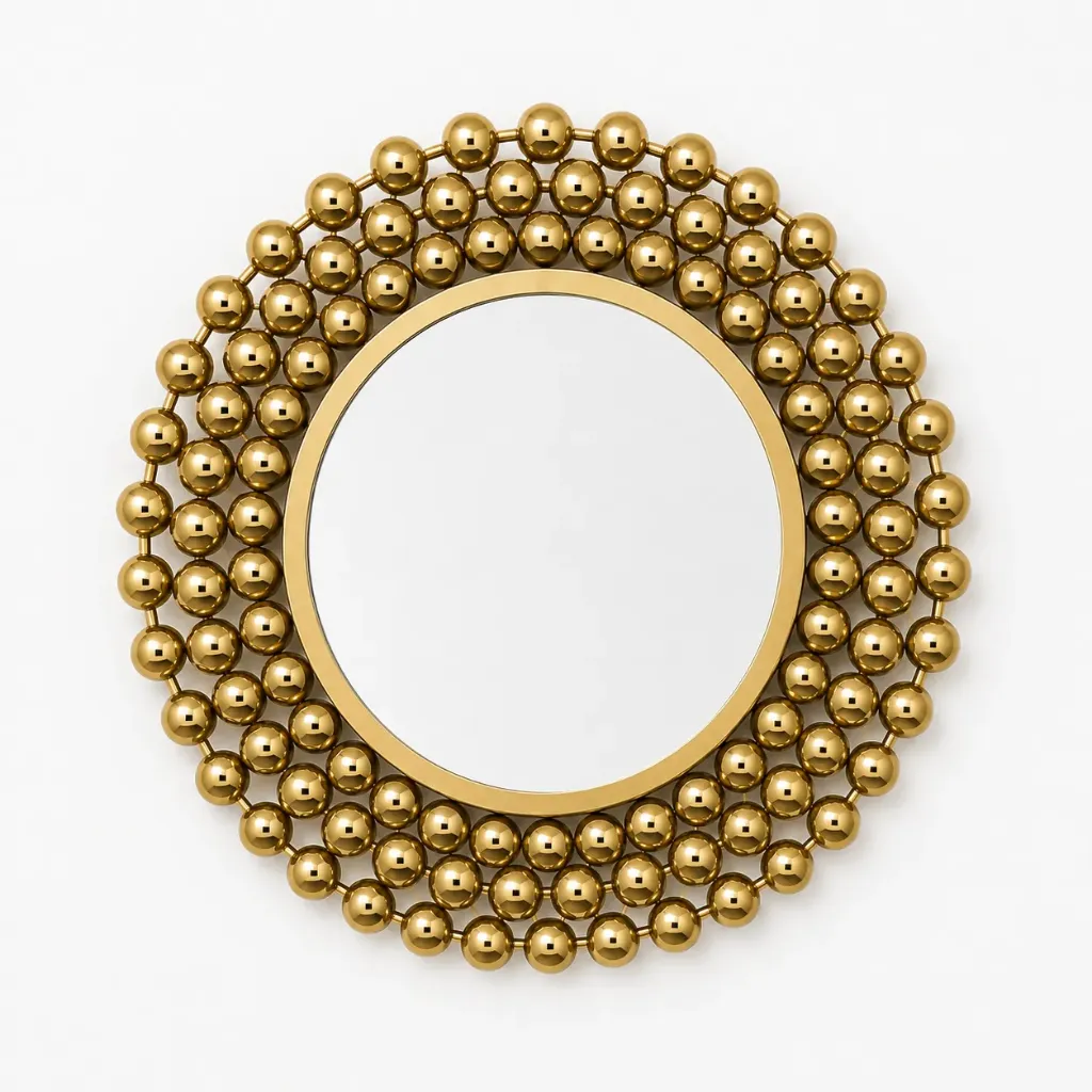 Mirrors with a frame of golden balls