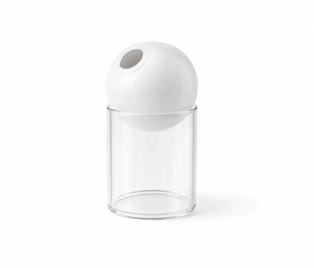 [BXQ55-WH فازة ابيض صغير] فازة زجاج مع كرة  (White, Small)