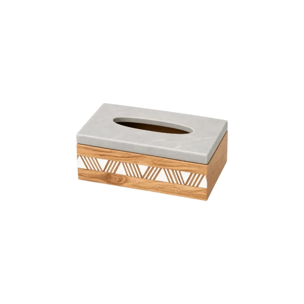 Wooden tissue box with Metal lid
