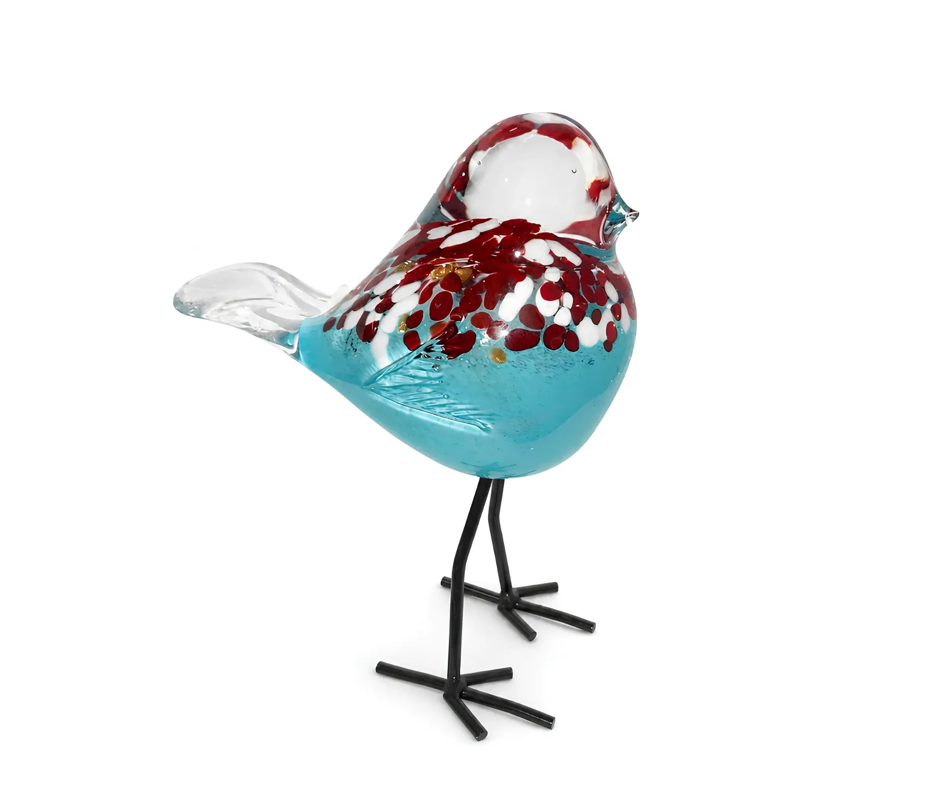 [F190247S] تمثال عصفور زجاجي مع ارجل  (Blue, Small)