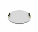 صينية تقديم جلد دائرية بمقابض 