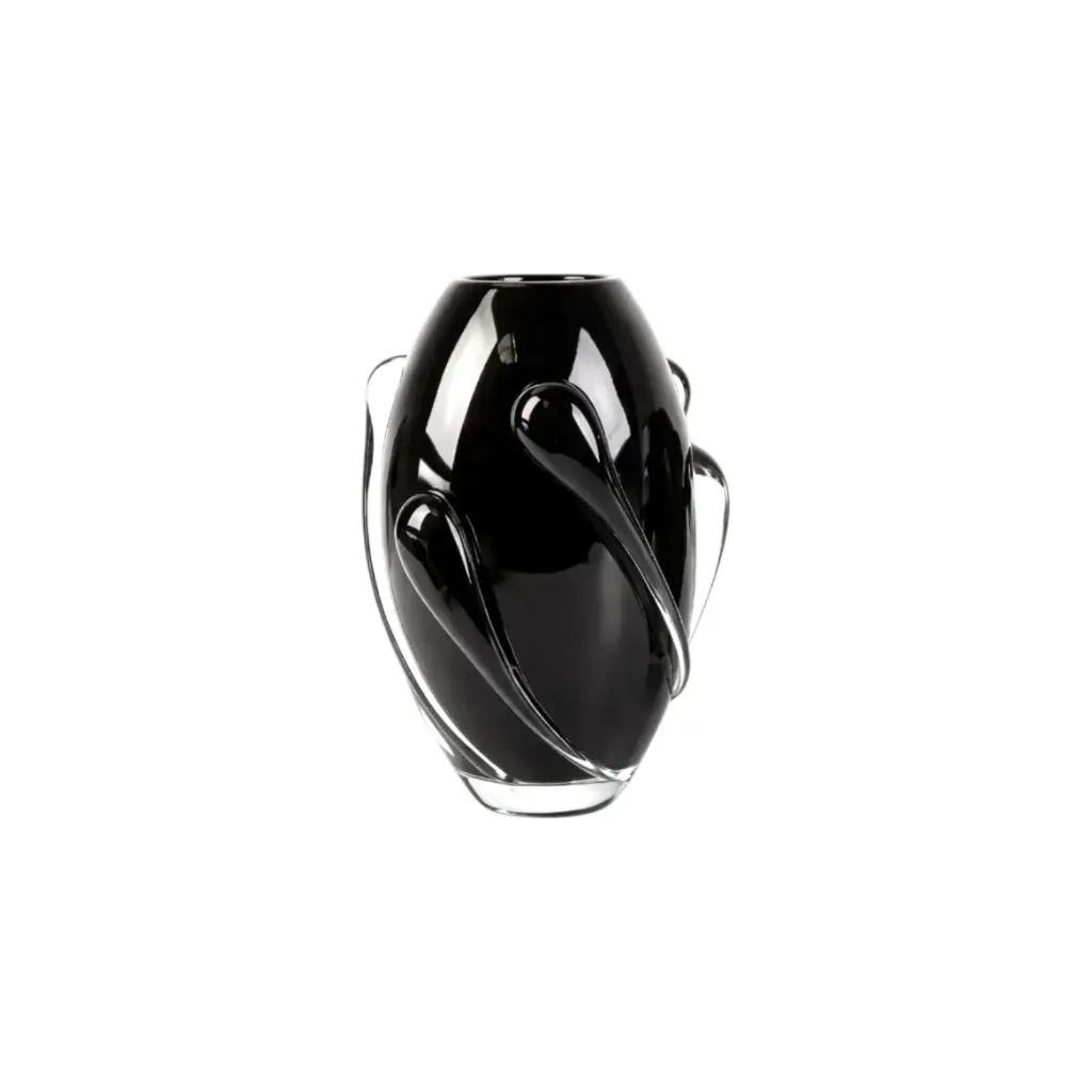[23-1512 فازة كرستال اسود كبير]  فازة زجاج اسود (Large)