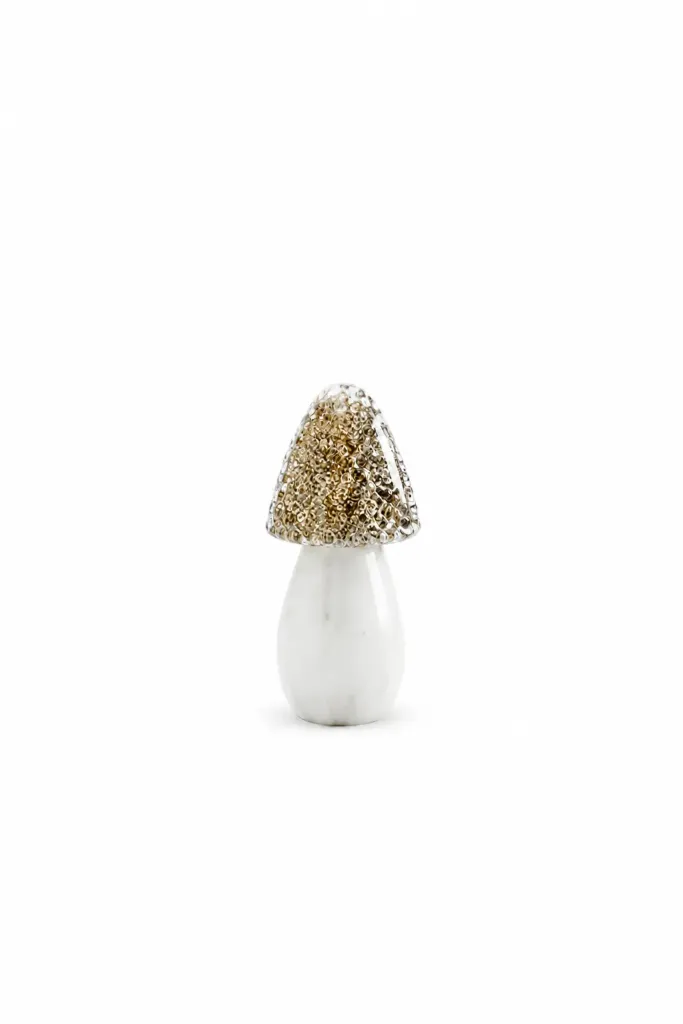 [1-17 فطر كرستال بيج]  ديكور زجاج على شكل فطر (Beige)