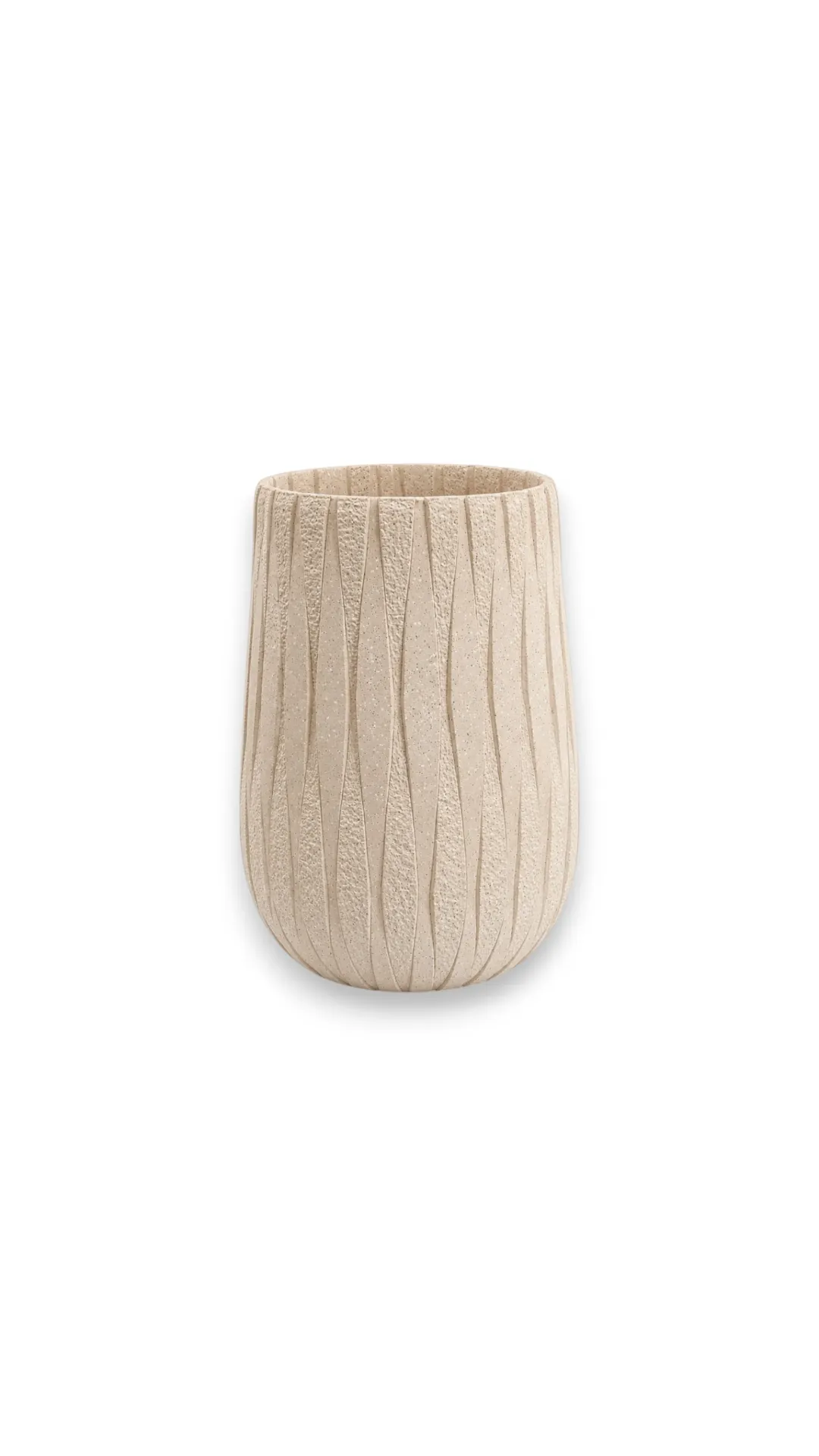 [1740 S] Beige Ribbed Pot (Small)