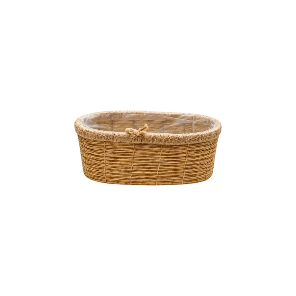[BS89_8] oval wicker basket (Small, Beige)