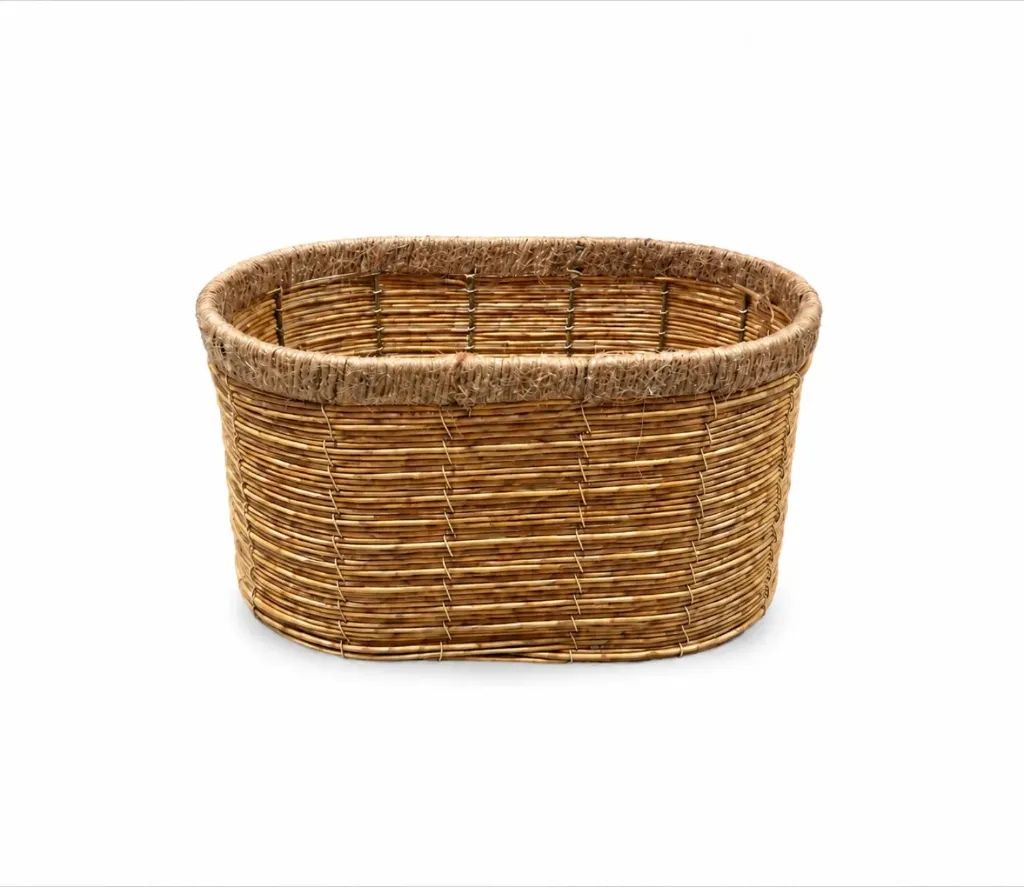 [BS89_8] oval wicker basket (Small, Beige)