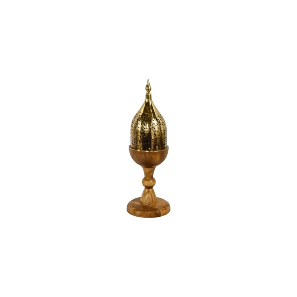 [BD-2011] مبخرة خشب مع غطاء معدن  (Small)