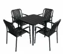 Table with 4 outdoor chairs, slatted
